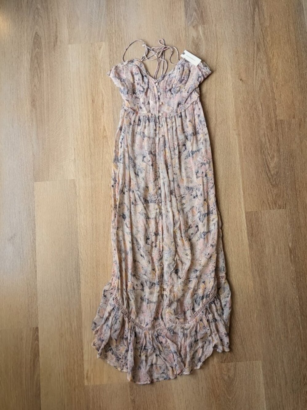 NWT Anthropologie Floral Paneled Open-Back Maxi Dress XS (snag)